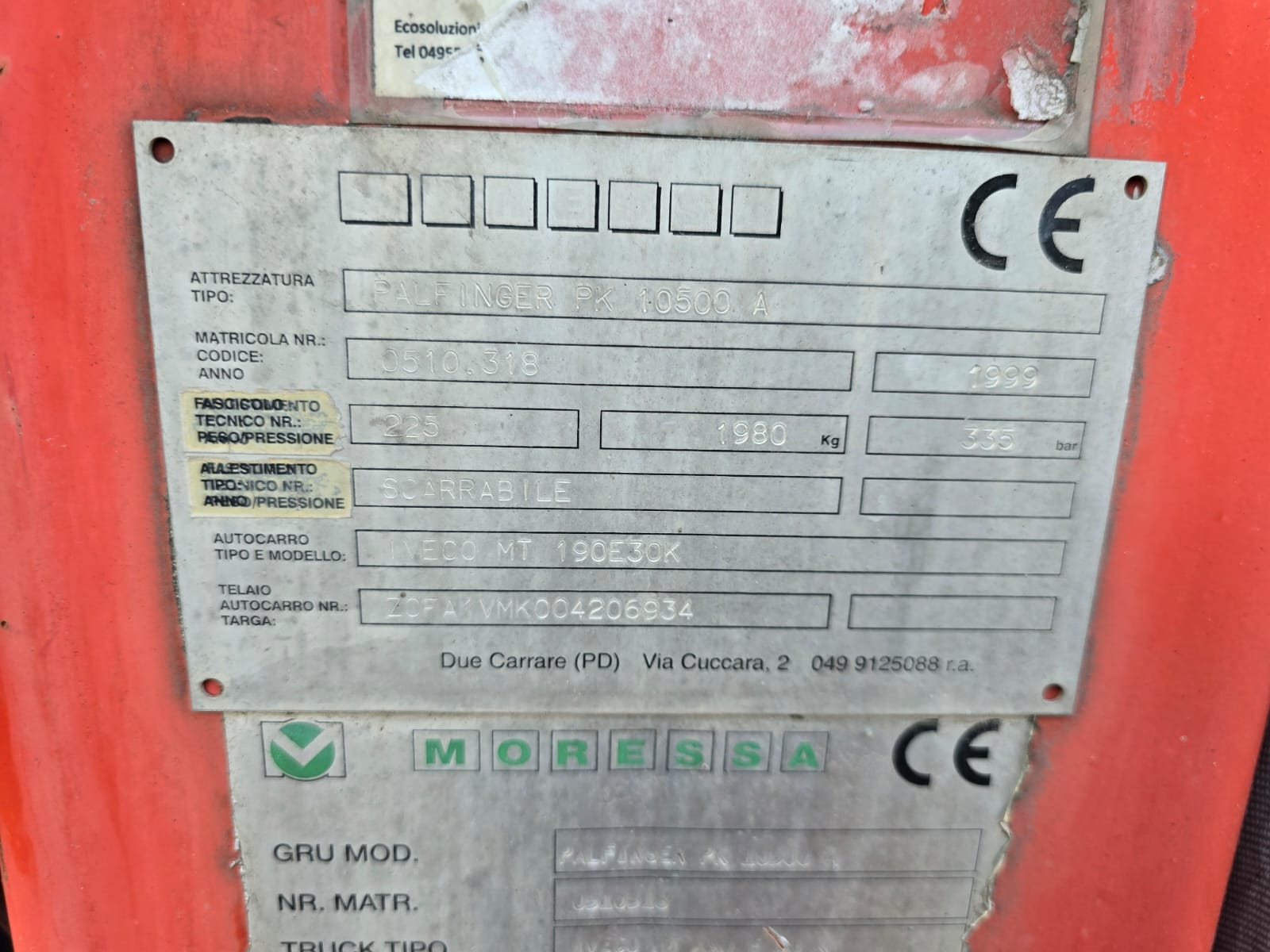 
								AUTOCARRO SCARRABILE MACCHINA OPERATRICE IVECO MT 190 E 30 completo									